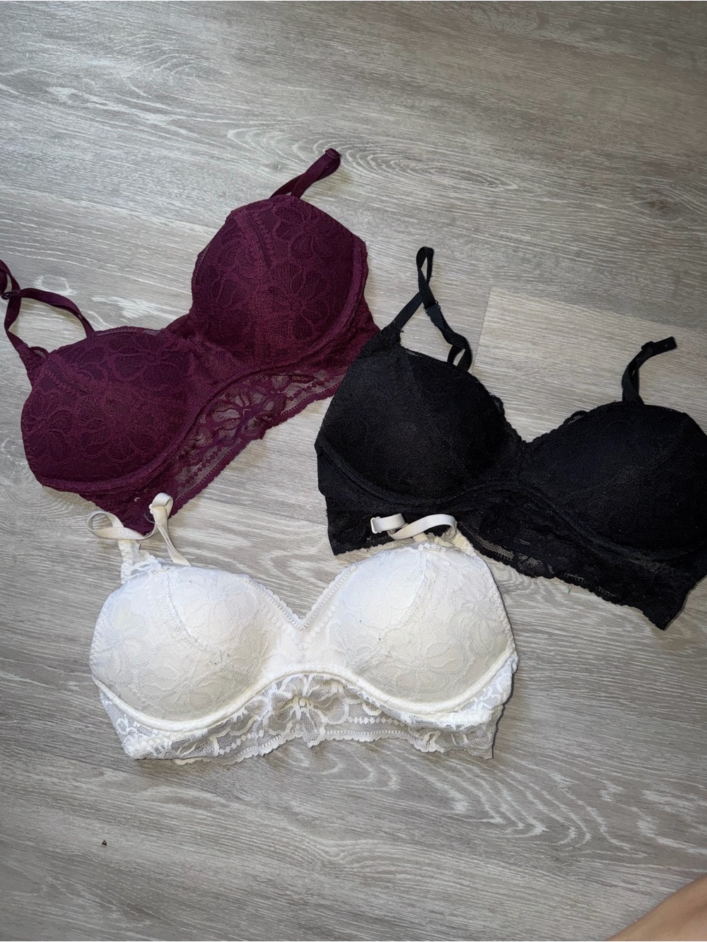 Lace Bralettes- Black, White & Burgundy